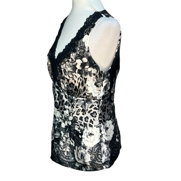 Cache Silky Lace Accents Blouse Gray - Picture 2 of 5